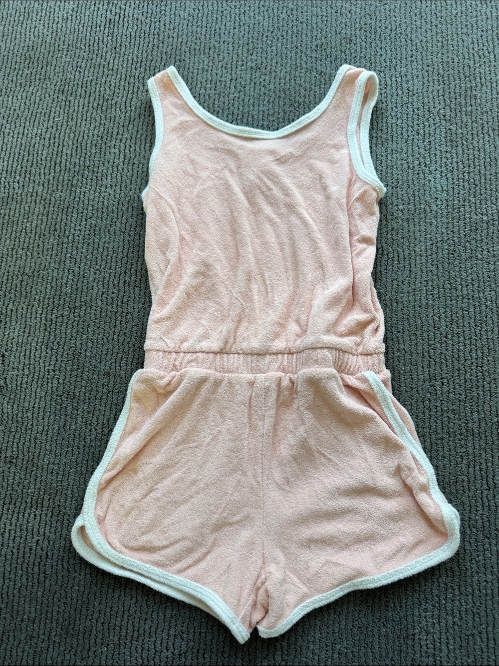 Cat & Jack Pink Terry Romper with White Trim